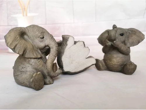 Miniatura 4 de 3 estatuas de elefante bebé de resina, adornos de elefantes para decoración del hogar, sala de estar, oficina, ver no mal, escucha no mal, no hablar