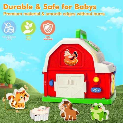 Miniatura 5 de Montessori - Juguetes para niños y niñas de 1, 2, 3 años, animales de granja musicales, juguete de granero con sonido y luz, juguetes de aprendizaje