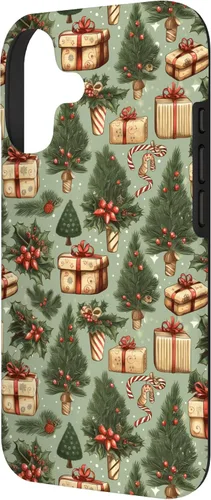 Miniatura 2 de Vintage Christmas Theme Holiday Trees, Presents, Teal, Bows Case for iPhone 17