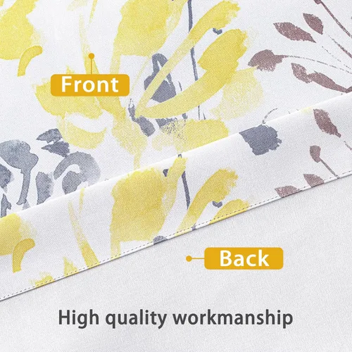 Miniatura 4 de Cortinas DriftAway 100% Blackout Amarillas y Blancas para Sala de Estar, Dormitorio, Cocina, 84 Pulgadas de Largo, Paneles Botánicos con Flores