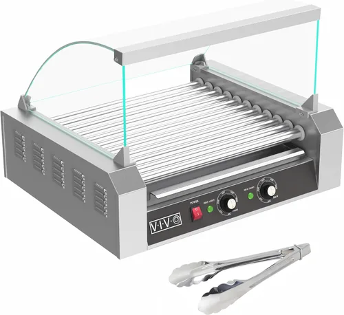 Miniatura 10 de VIVO HOTDG-V205 calentador eléctrico de 12 rodillos para parrilla de perritos calientes, acero inoxidable, comercial y doméstico, 750 W