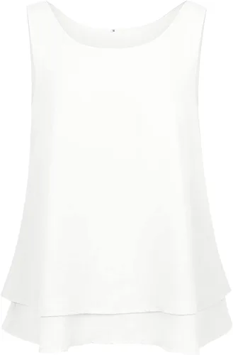 Miniatura 3 de Floral Find Blusa sin mangas de gasa para mujer, sin mangas, cuello redondo