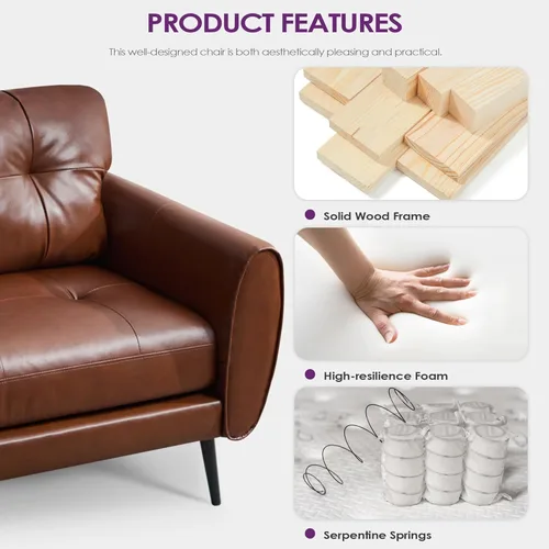 Miniatura 7 de TYBOATLE Sofá Sillón de 61" Loveseat Pequeño Sofás para Sala de Estar Sofá de Cuero Moderno de Mediados de Siglo Acolchado Mini Sofá Cómodo Oficina
