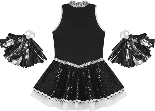 Miniatura 4 de TSSOE Uniforme de animadora con lentejuelas y purpurina para niñas y niñas