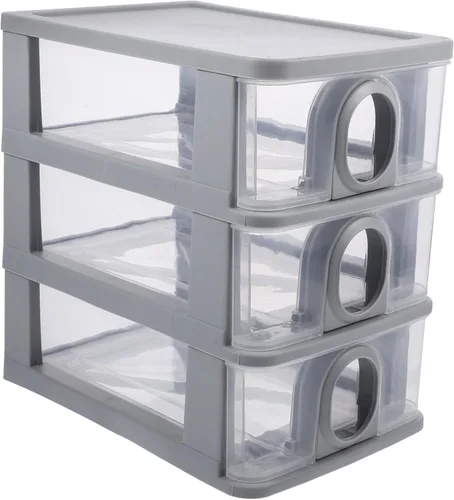 Miniatura 10 de PRETYZOOM Organizador de cajones de escritorio Caja de almacenamiento de escritorio de 3 capas, organizador de maquillaje, papelería de escritorio