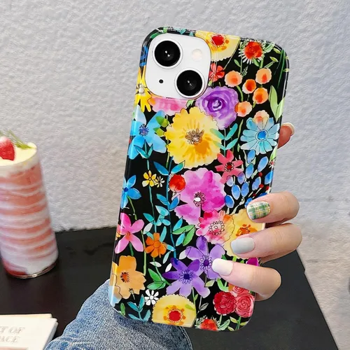 Miniatura 3 de J.west Bonita funda de teléfono para iPhone 13, diseño estético floral de acuarela, funda delgada y suave de TPU para mujer, antiarañazos, a prueba