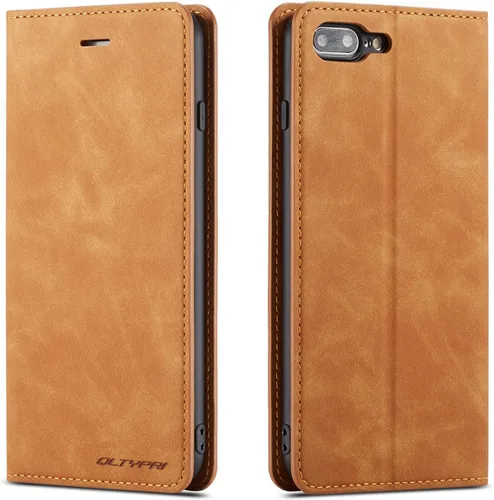 Miniatura 13 de QLTYPRI Funda para iPhone 6 Plus/6S Plus, cubierta de piel PU con tarjetero, funda tipo billetera con solapa magnética y a prueba de golpes - Vino