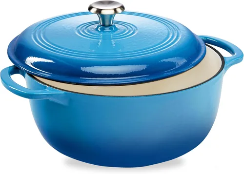 Miniatura 10 de Best Choice Products - Horno holandés redondo de hierro fundido esmaltado de 6 cuartos de galón, utensilios de cocina pretratados de alta