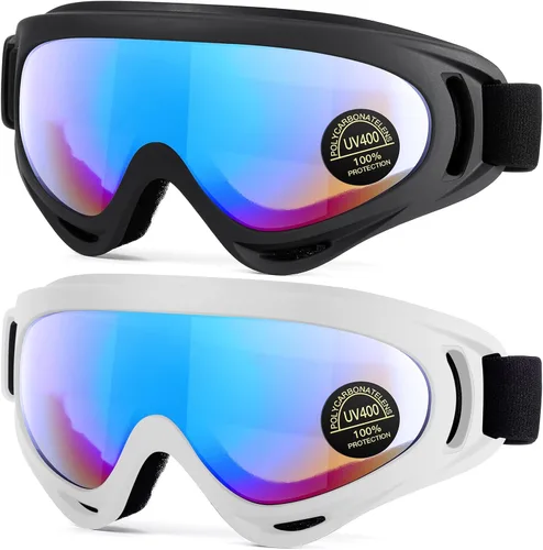 Miniatura 14 de MAMBAOUT Paquete de 2 gafas de esquí de nieve, gafas de snowboard para hombres, mujeres, jóvenes, niños, niños o niñas