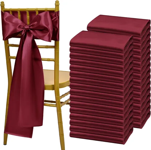 Miniatura 33 de Showgeous 60 cintas decorativas de satén negro para silla, lazos para decoración de banquetes, fiestas, baby shower, eventos (7 x 108 pulgadas)