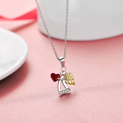 Miniatura 2 de AOBOCO 925 Sterling Silver Guardian Angel Necklace, Birthday Baptism Communion Gifts for Girls Daughter