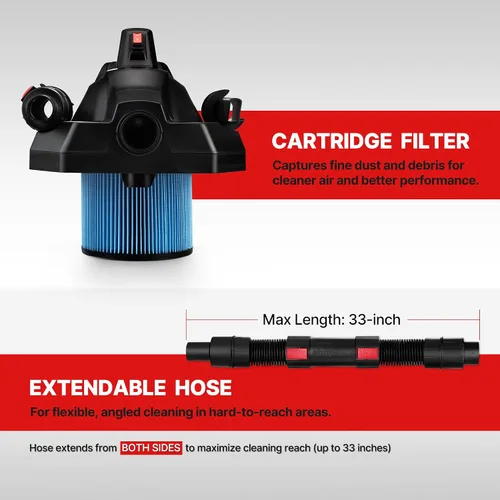 Miniatura 6 de Shop-Vac 5430082 - Aspiradora inalámbrica 3 en 1 para húmedo/seco con soplador desmontable, 2 galones y 20 V para automóvil, garaje, taller y lugar