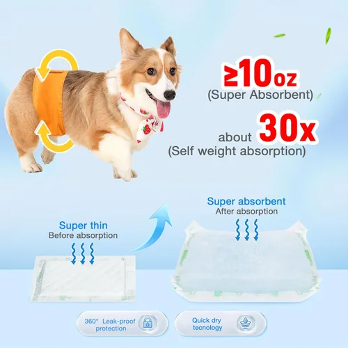 Miniatura 2 de Forros para pañales de perro 100 unidades súper absorción almohadillas desechables reforzadoras para pañales de perro a prueba de fugas para hembras