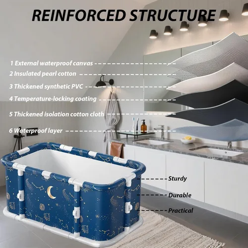 Miniatura 4 de Simcat Bañera plegable portátil grande de 45 pulgadas para adultos, bañera separada de terapia de spa para la familia, spa caliente y bañera