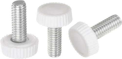 Miniatura 21 de uxcell 20 pomos moleteados de rosca métrica macho M4 x 0.236 in, pomos de sujeción de tornillo de pulgar, mango de plástico con perno roscado