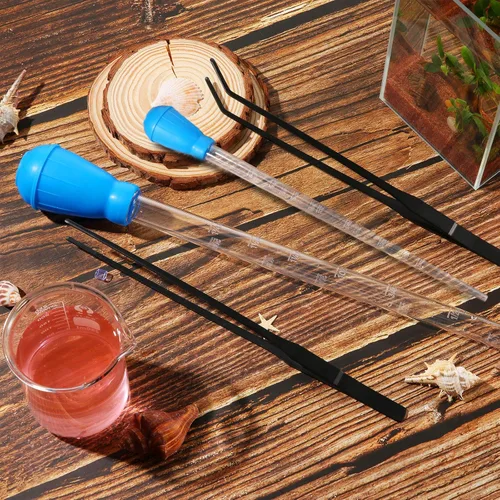 Miniatura 6 de Weewooday Comedero de coral para acuario con 2 pinzas largas de alimentación de acero inoxidable, jeringa, alimentador de coral, herramientas