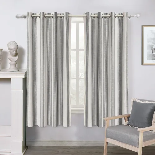 Miniatura 22 de DriftAway Chris Linen - Cortinas opacas con capa térmica y reductora de sonido, 63 pulgadas de largo para dormitorio, cortinas estampadas a rayas
