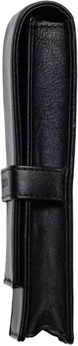Miniatura 4 de DiLoro Estuche doble de cuero para lápices para dos bolígrafos y lápices (negro)