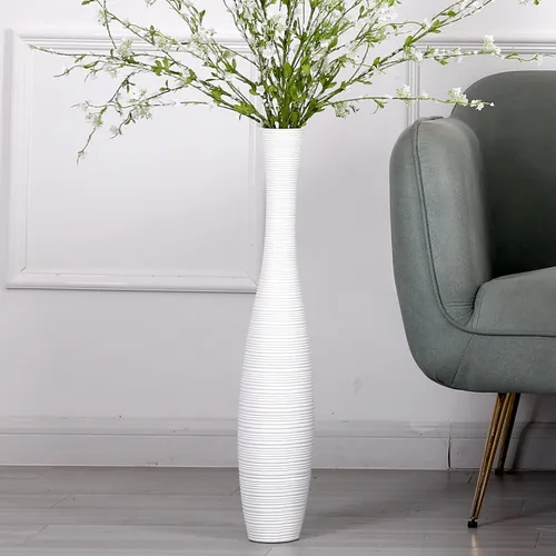 Miniatura 12 de Leewadee Florero decorativo alto para decoración de sala de estar, 20 ″, negro, resina