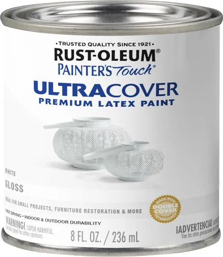 Miniatura 20 de Rust-Oleum Brush On Paint 224430T Painter's Touch - Pintura de látex, cuarto de galón, imprimación blanca plana acrílica, 32 onzas líquidas