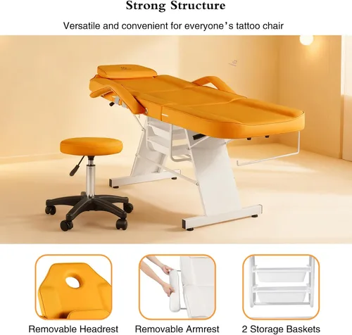 Miniatura 7 de Silla facial mesa de masaje de 73 pulgadas, cama de masaje multiusos de 3 secciones, silla de tatuaje profesional, equipo de spa para spa facial
