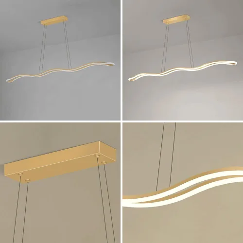 Miniatura 4 de Luces colgantes lineales retro nórdicas 3000 K luz cálida para colgar en el techo, lámpara de araña de altura ajustable para comedor, isla de cocina