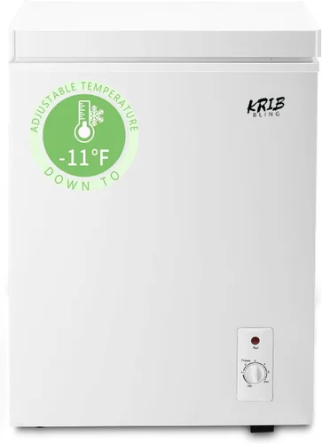 Congelador de Cofre Compacto de 3.5 Pies Cúbicos con Canasta Removible, Krib Bling Congelador Profundo Independiente de Puerta Superior Abierta con