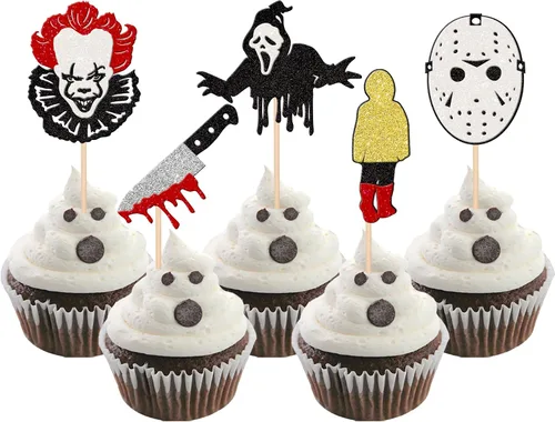 Miniatura 11 de 1 decoración de pastel de terror de Halloween con purpurina para decoración de pastel temática de terror para decoración de pasteles de terror