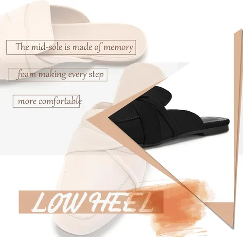 Miniatura 5 de LAICIGO Mocasines planos para mujer con puntera cuadrada cerrada, sin espalda, de gamuza, cómodos mocasines