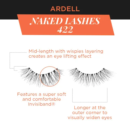 Miniatura 3 de Ardell Naked Natural Lashes 422 - Pestañas postizas de aspecto natural con Invisiband, tira de pestañas suaves de volumen y delicadas para uso