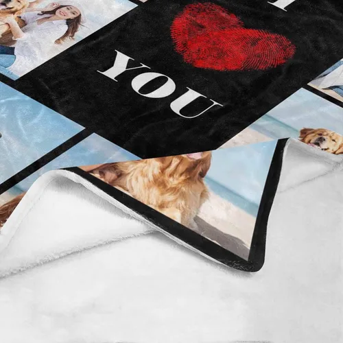Miniatura 5 de Manta personalizada con tus fotos favoritas, manta personalizada con mis propias imágenes para familia, mamá, papá, hija, hijo, perro, hermanas