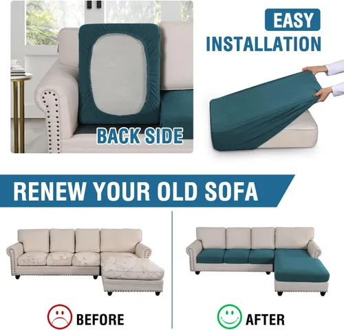 Miniatura 5 de H.VERSAILTEX Fundas para sofá seccional, 4 piezas, fundas de cojín de asiento de sofá en forma de L, fundas de cojín separadas para chaise longue