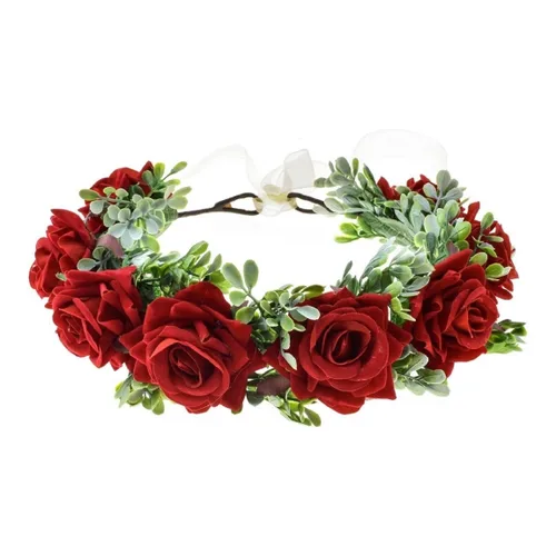 Miniatura 5 de Vividsun Corona floral de hoja verde para boda, corona de flores nupciales, accesorios de maternidad para fotos (A blanco)