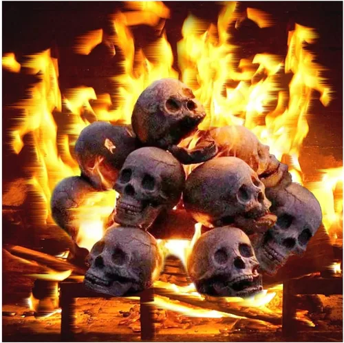 2022 Nueva Calavera Humana Aterradora para Hoguera, Calavera Humana Imitada Resistente al Fuego de Cerámica, Calaveras para Hogueras Reutilizables y