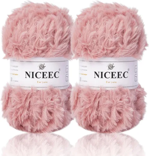 Miniatura 55 de NICEEC Hilo de Pelo Sintético Super Suave, Grueso y Esponjoso, Hilo de Pestañas para Crochet y Tejido (Longitud Total 192m/9.1kg) - Otoño/300g