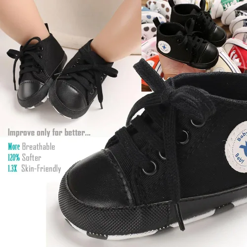 Miniatura 2 de Zapatos de lona para bebés recién nacidos, suela suave, para los primeros pasos, zapatos planos para niños pequeños, zapatos de mezclilla unisex