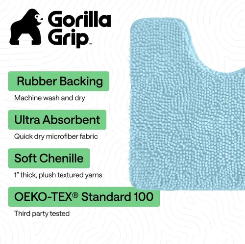 Miniatura 446 de Gorilla Grip - Tapete de baño de felpilla gruesa, suave y absorbente, secado rápido, de microfibra, con reverso de caucho, para piso de ducha, Nube