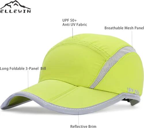Miniatura 47 de ELLEWIN Gorra de béisbol unisex UPF 50 sin estructura, con pico grande y plegable