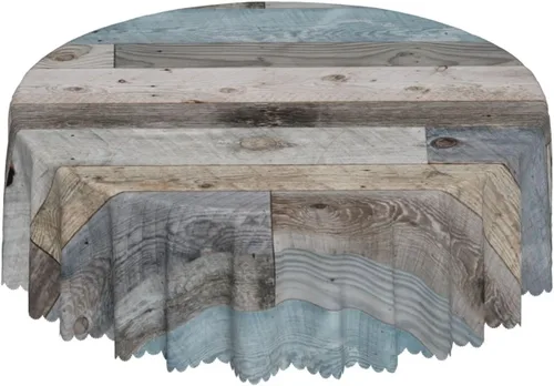 Miniatura 11 de Mantel redondo floral azul y blanco de 60 pulgadas, elegante mantel rústico vintage de flores, resistente a las manchas, impermeable, de poliéster