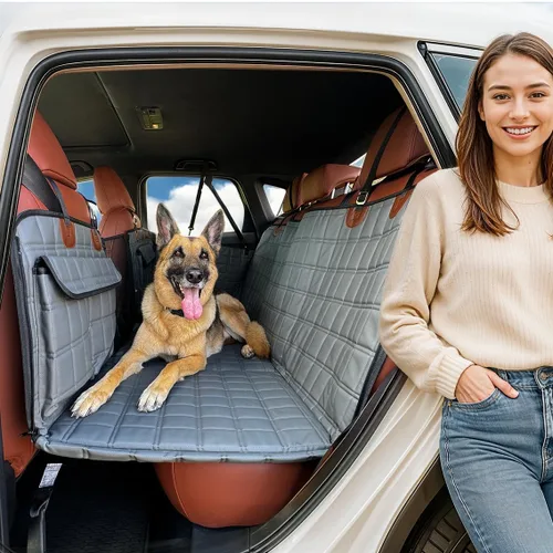 Miniatura 6 de APetsPlanet Funda de asiento de automóvil para perro para asiento trasero con parte inferior dura, extensor de asiento trasero impermeable