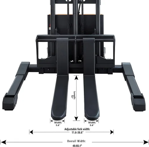 Miniatura 3 de APOLLO Apilador de paletas semi eléctrico Economy Hand Pallet Lift Stacker Carretilla elevadora con patas de horquilla 3300lbs Capactiy 98" Altura