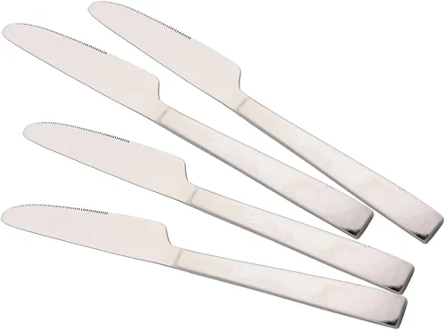 JASHII Juego de 4 cuchillos de mesa, de acero inoxidable de 9.05 pulgadas, chapado en titanio, plateado brillante, cuchillos de mantequilla pulida