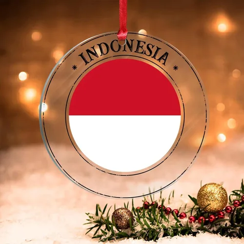 Miniatura 24 de Adornos de Navidad de Kazajstán, bandera de Kazajstán, recuerdo de Navidad, adornos de Navidad acrílicos, bandera nacional, recuerdo de país