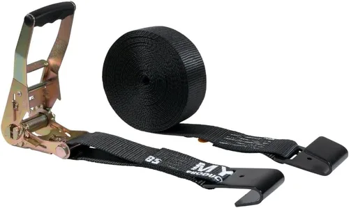 Miniatura 32 de Mytee Products Correas de amarre de trinquete con ganchos planos, 2 pulgadas x 20 pies amarillos 10,000 libras de resistencia a la rotura