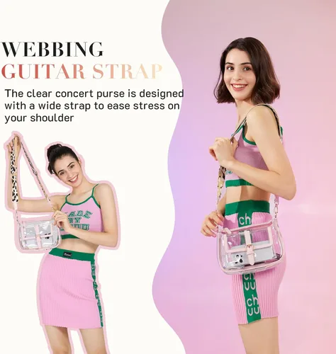Miniatura 2 de Cartera de hombro transparente con correa de guitarra de Missnine, bolsa cruzada aprobada para estadio, bolsa de concierto para mujer de PVC