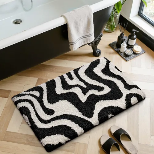 Miniatura 5 de LUMI Alfombra de baño antideslizante estética moderna, ultra suave, absorbente, lavable, de secado rápido, alfombras de piso de alta calidad