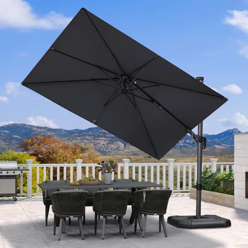 Miniatura 13 de PURPLE LEAF Sombrilla de Patio de 8 Pies para Exteriores Sombrilla Cantilever Cuadrada de Aluminio Sombrilla Offset con Rotación de 360 Grados