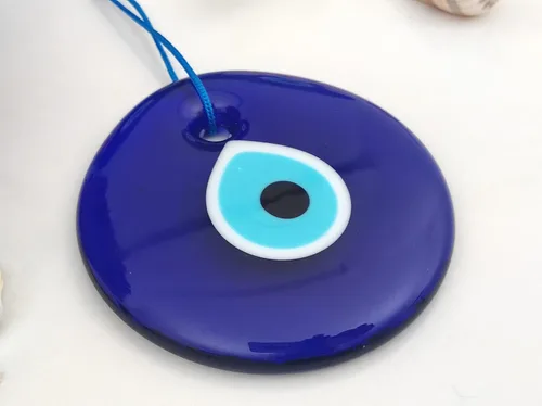 Miniatura 6 de Adorno colgante de pared de cristal azul de ojo turco de 3 pulgadas, decoración contra el mal de ojo, amuleto turco hecho a mano, amuleto