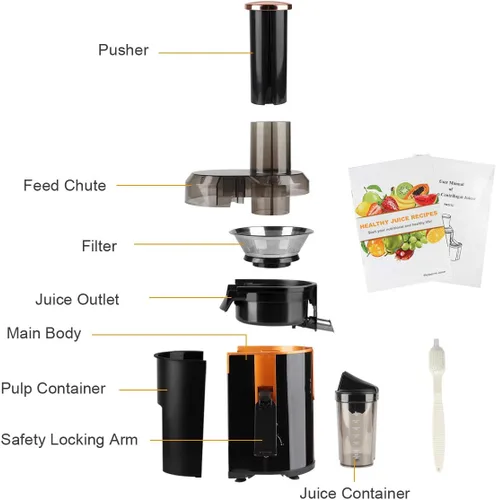 Miniatura 8 de Exprimidor extractor picberm Exprimidor de boca ancha, exprimidor centrífugo de 3 velocidades para frutas y verduras, potente exprimidor con función