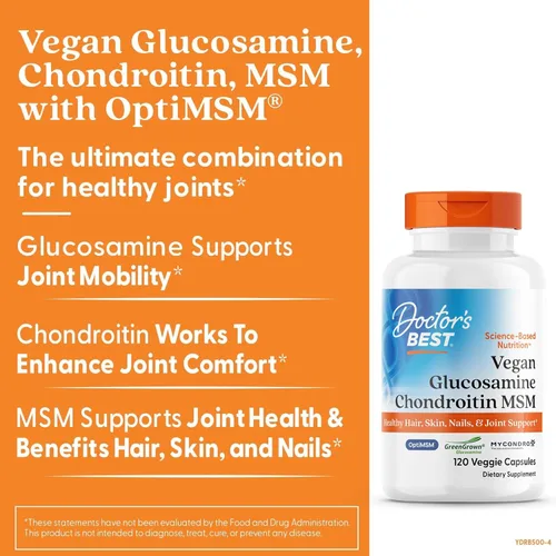 Miniatura 3 de Doctor's Best Vegana glucosamina condroitina MSM – Suplemento de apoyo a la salud de las articulaciones para mujeres y hombres, apoyo nutricional
